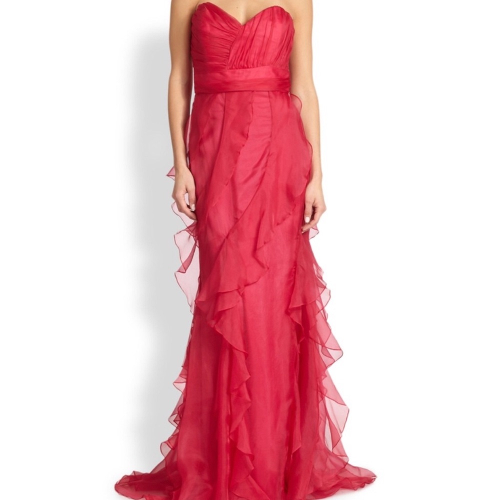 Badgley Mishka Strapless Ruffles Gown Prom Wedding
